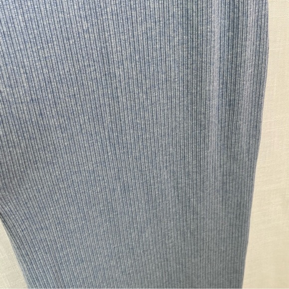 American Eagle Ribbed Stretch Knit Side Slit Soft Blue Bodycon Maxi Dress Size S - Picture 4 of 12
